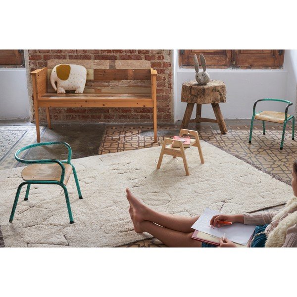 Kremno bela pralna ročno tkana bombažna otroška preproga 140x200 cm ABC – Lorena Canals-image-4