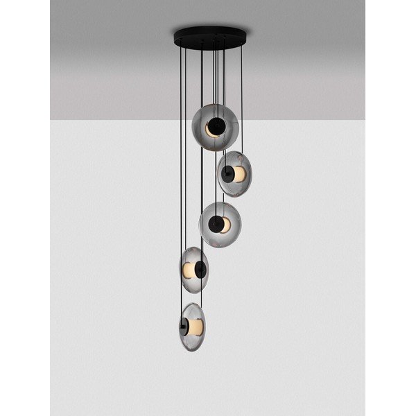 Mat črna steklena LED zatemnitvena viseča svetilka ø 40 cm Ballet – Nova Luce-image-3