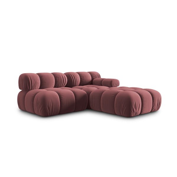 Rožnata žametna sedežna garnitura 282 cm Bellis – Micadoni Home-image-4
