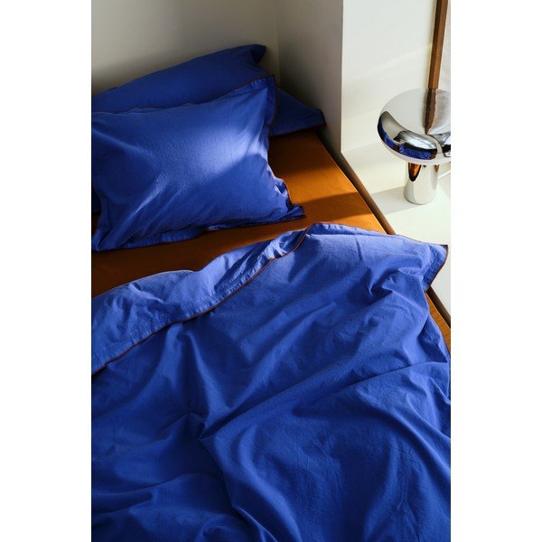 Modra/rjava enojna posteljnina iz bombažnega perkala 140x200 cm Pivot – Jotex-image-1