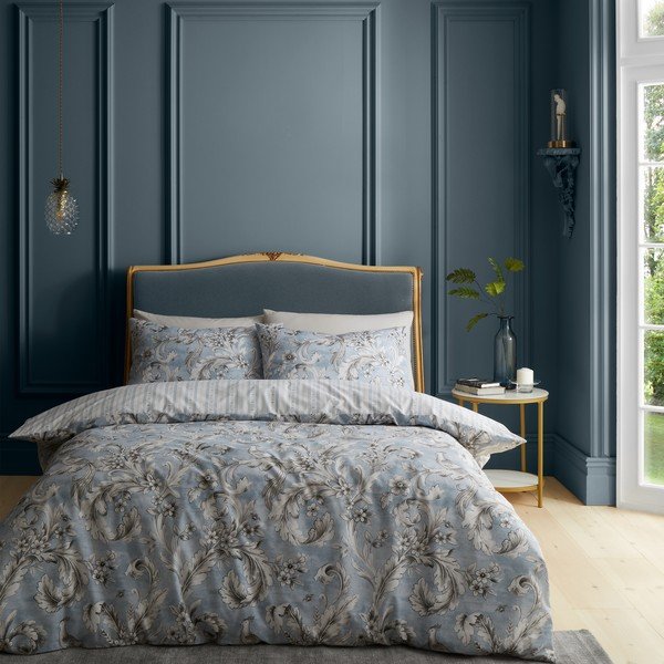 Bela/modra enojna posteljnina 135x200 cm Regal Floral – Catherine Lansfield-image-1