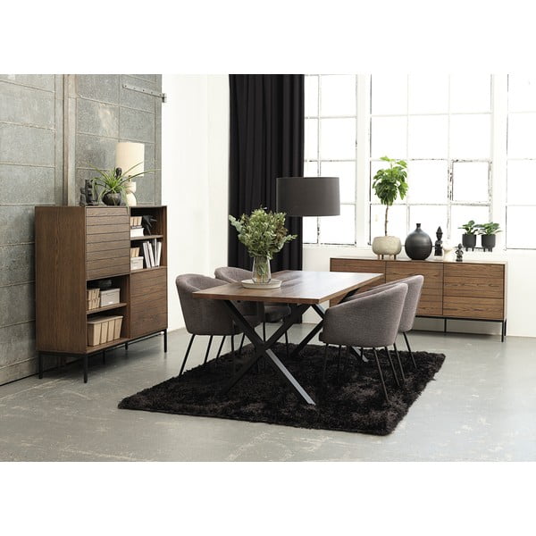 Temno siv oblazinjen jedilni stol z nasloni za roke Easton – Unique Furniture-image-1