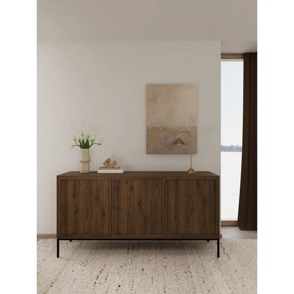 Komoda v hrastovem dekorju v temni naravni barvi 158x80x40 cm Palmdale – Actona-image-1