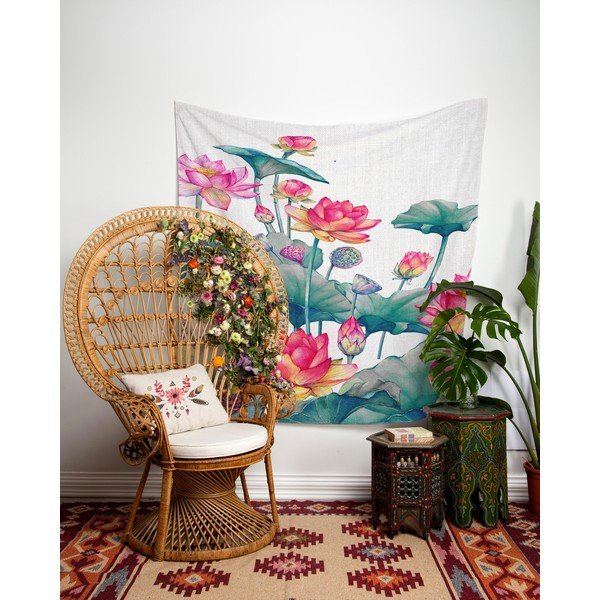 Tapiserija 140x140 cm Pink Flowers – Really Nice Things-image-1