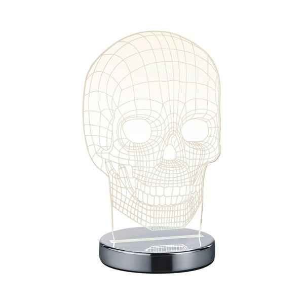 Namizna svetilka LED v svetleči srebrni barvi (višina 21 cm) Skull - Reality