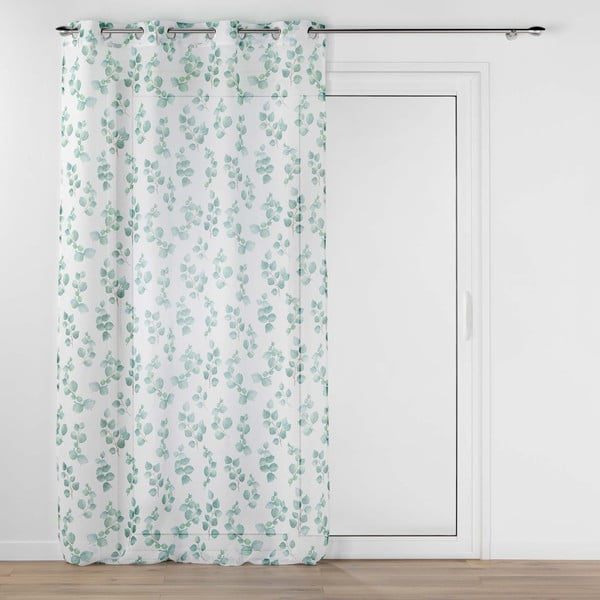 Belo-zelena prosojna zavesa iz tančice 140x280 cm Leandre – douceur d'intérieur