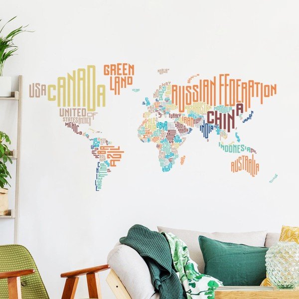 Stenska nalepka Ambiance World Map Modern-image-1