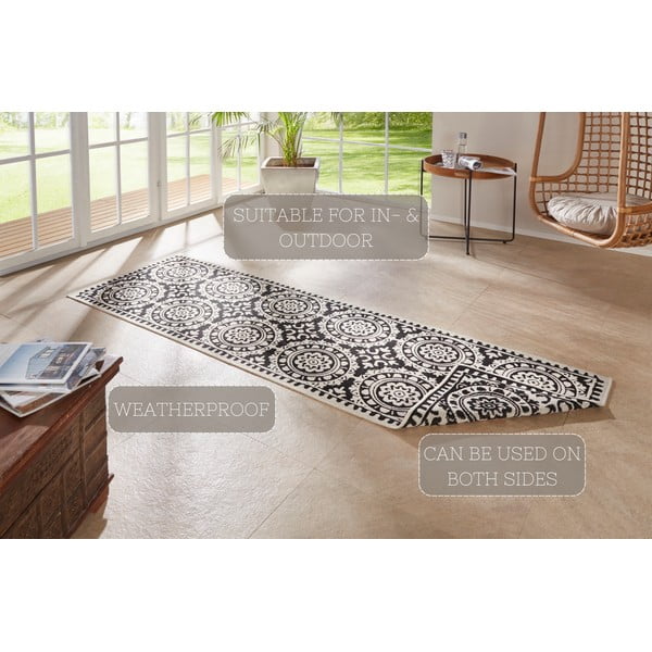 Črno-krem zunanja preproga NORTHRUGS Jardin, 80 x 250 cm-image-4