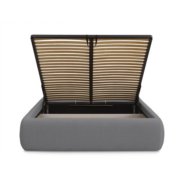 Temno siva oblazinjena zakonska postelja s prostorom za shranjevanje brez vzglavja z letvenim dnom 160x200 cm Inera – Bobochic Paris-image-4
