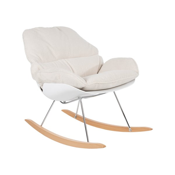 Kremno bel gugalni fotelj iz tkanine bouclé Rocky – White Label