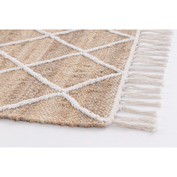Bela/v naravni barvi ročno tkana preproga iz jute 60x90 cm Shaila – Bizzotto-image-1
