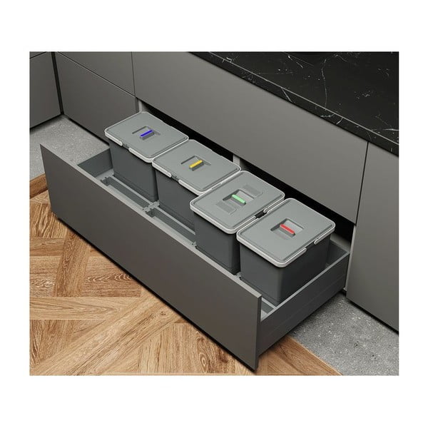 Izvlečni plastični koš za ločevanje odpadkov 15 + 10 + 10 + 6 l Metropolis - Elletipi-image-1