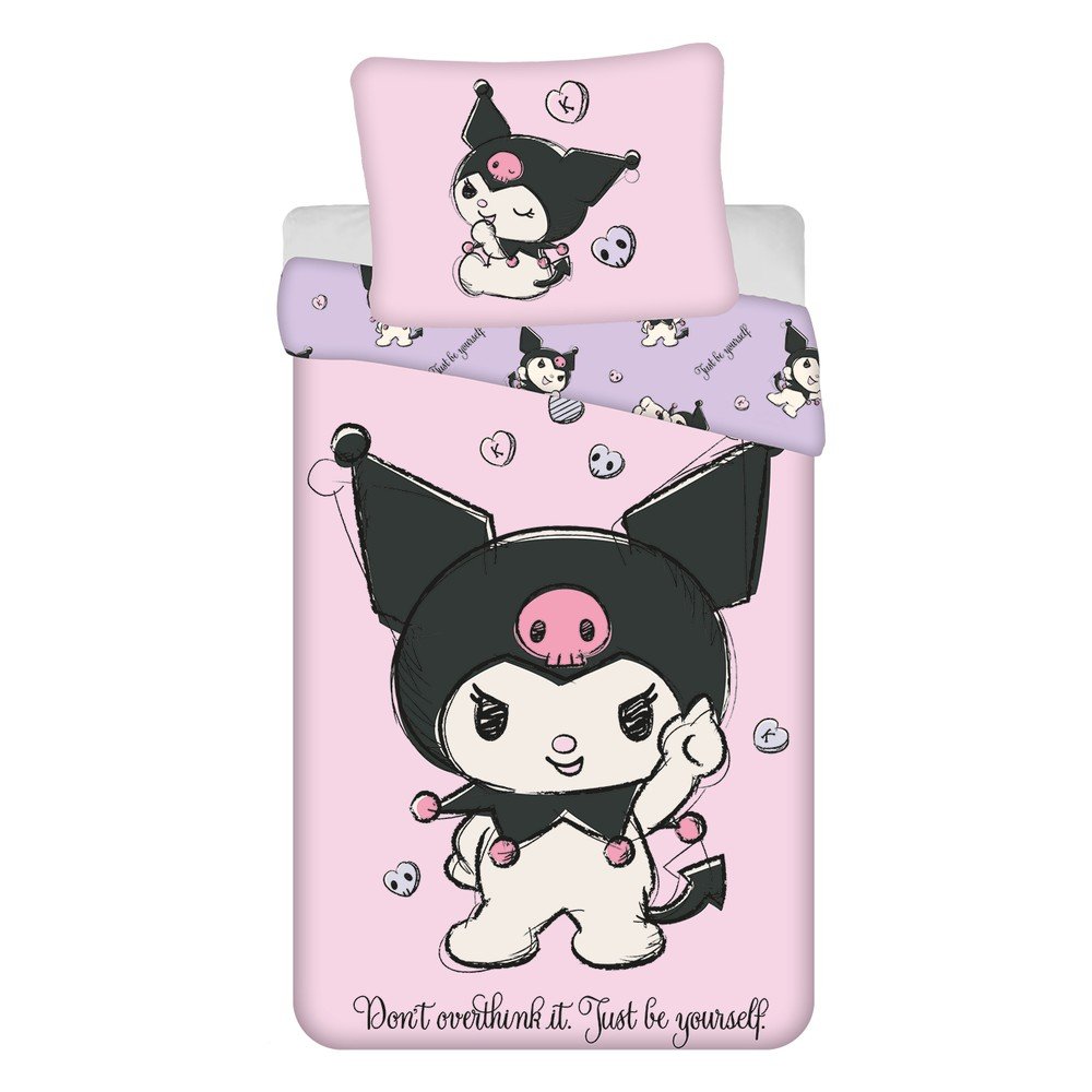 Rožnata enojna bombažna otroška posteljnina 140x200 cm Hello Kitty "Kuromi"