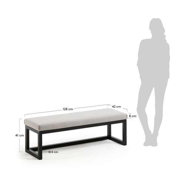 Črna/sivo-bež klop Loya – Kave Home-image-4