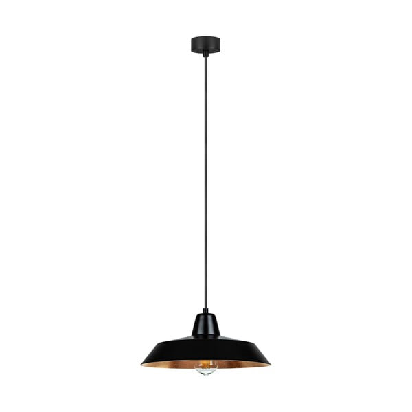 Črna viseča svetilka z notranjostjo bakrene barve Sotto Luce Cinco, ⌀ 35 cm
