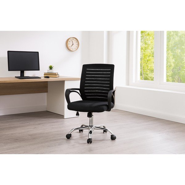 Črn oblazinjen pisarniški stol Evon – Bonami Essentials-image-1