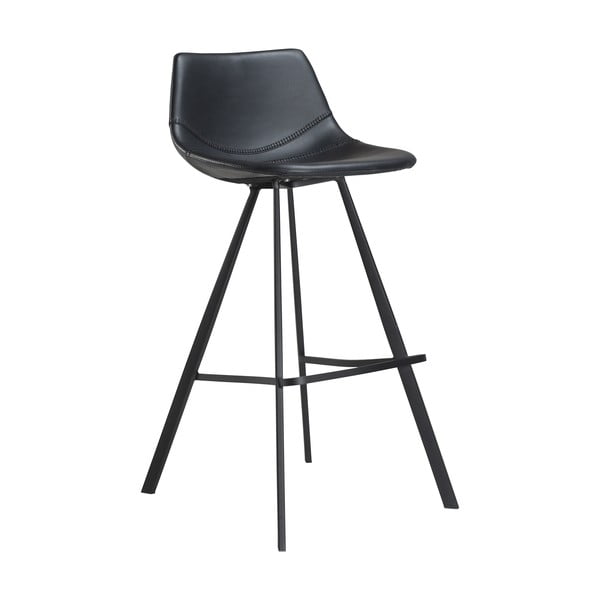 Črn barski stol iz iz umetnega usnja s črnim kovinskim podnožjem DAN-FORM Denmark Pitch, višina 98 cm