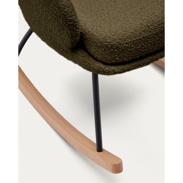 Zelen gugalni fotelj iz tkanine bouclé Maustin – Kave Home-image-1