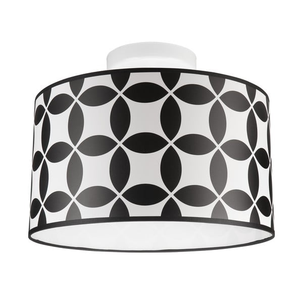 Črna/bela stropna svetilka s tekstilnim senčnikom ø 35 cm Print – LAMKUR