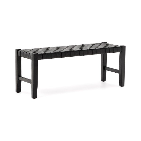 Črna usnjena klop Calixta – Kave Home-image-2