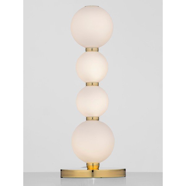 Bela/v zlati barvi kovinska LED namizna svetilka s steklenim senčilom (višina 31 cm) Perla – Nova Luce-image-3