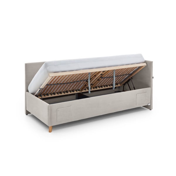 Bež oblazinjena kotna otroška postelja s prostorom za shranjevanje z letvenim dnom 120x200 cm Cool – Meise Möbel-image-3