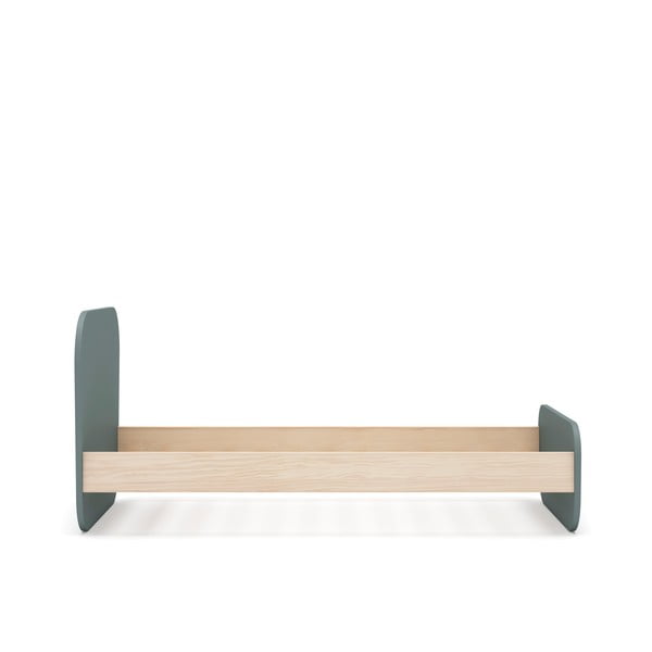 Prašno zelena otroška postelja v borovem dekorju z letvenim dnom 90x190 cm Esteban – Marckeric-image-3