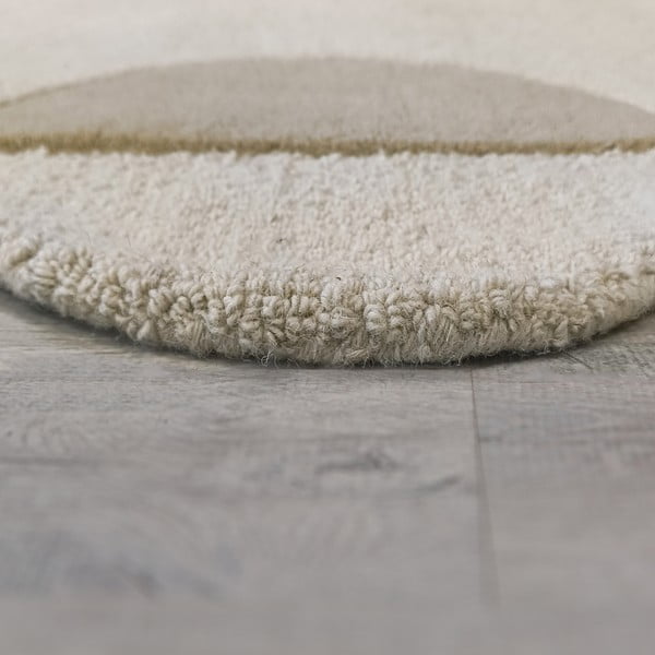 Sivo-bež ročno tkana volnena preproga 120x170 cm Mia Scallop Frame – Flair Rugs-image-4