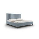 Svetlo modra oblazinjena zakonska postelja s prostorom za shranjevanje z letvenim dnom 200x200 cm Casey – Mazzini Beds