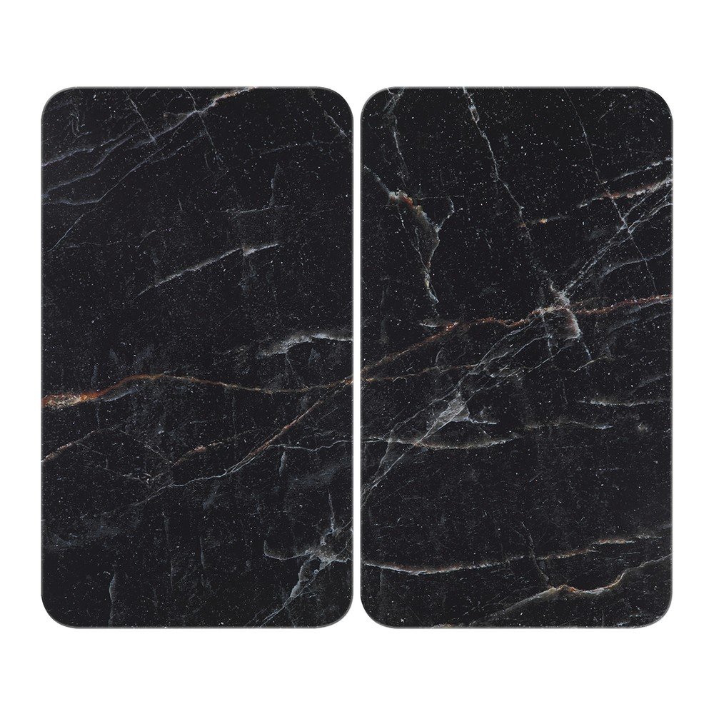 Zaščitne plošče za štedilnik 2 ks iz kaljenega stekla 52x30 cm Black Marble