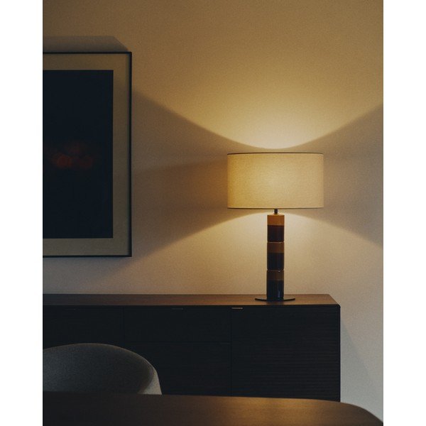 Namizna svetilka s tekstilnim senčilom (višina 61,5 cm) Mavran – Kave Home-image-1