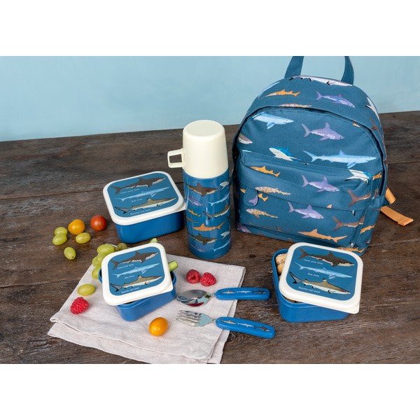 Temno modre otroška posoda za malico v kompletu 3 ks Sharks – Rex London-image-2