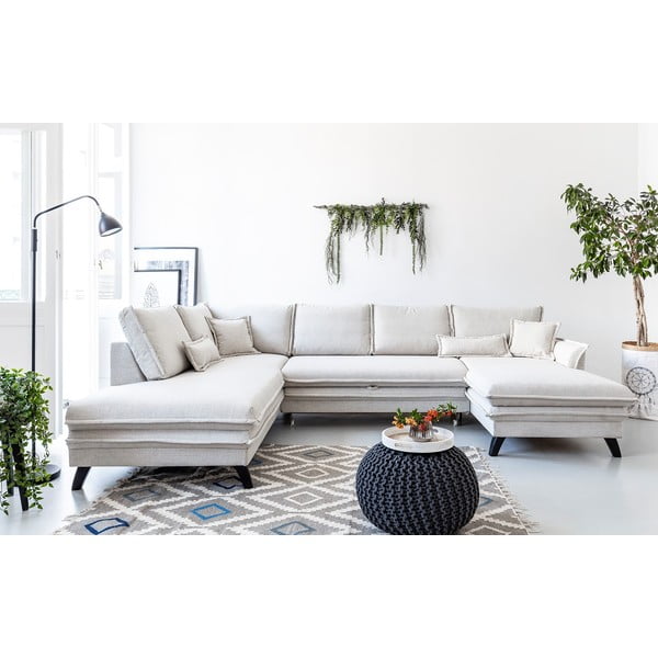 Svetlo bež sedežna garnitura v obliki črke U Miuform Charming Charlie, levi kot-image-1