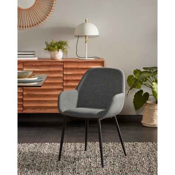 Antracitno siv oblazinjen jedilni stol Konna – Kave Home-image-1