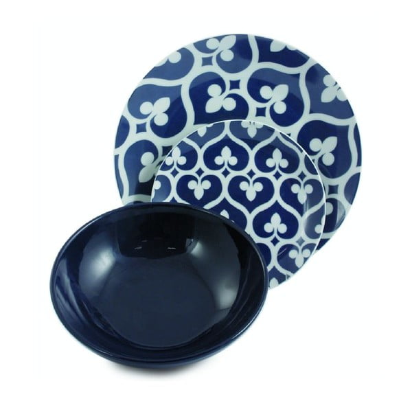 Komplet porcelanskih krožnikov Mandala Blu, 12 kosov