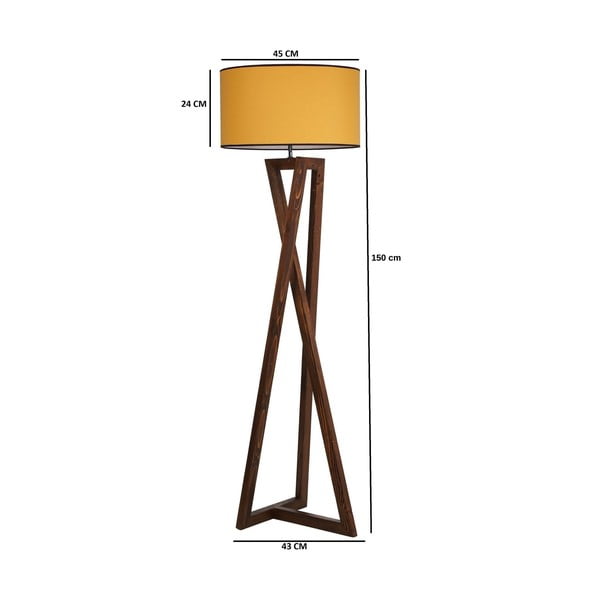 Gorčično rumena/rjava stoječa svetilka s tekstilnim senčilom (višina 149 cm) Maçka – Opviq lights-image-3
