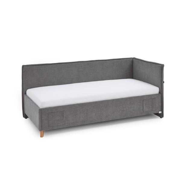 Siva oblazinjena kotna otroška postelja brez letvenega dna 90x200 cm Fun – Meise Möbel