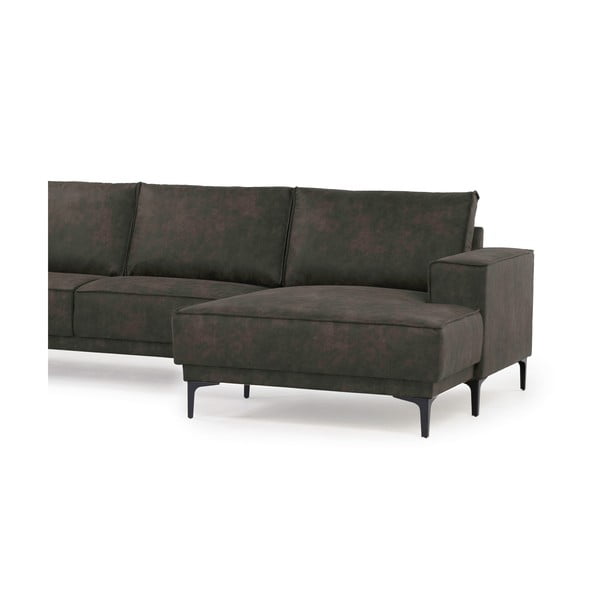 Antracitno siva kotna sedežna garnitura iz imitacije usnja (desni kot) Copenhagen – Scandic-image-4