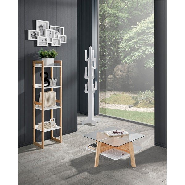 Mizica s stekleno mizno ploščo v naravni barvi 60x60 cm Varm – Tomasucci-image-1