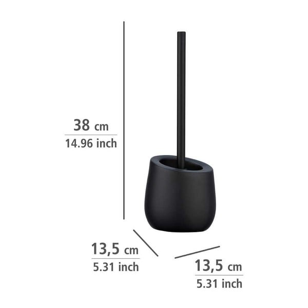 Mat črna keramična WC ščetka Badi – Wenko-image-3