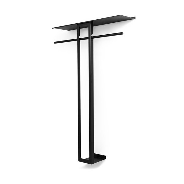 Črn jeklen stenski obešalnik s polico 100 cm Luno Large – Spinder Design