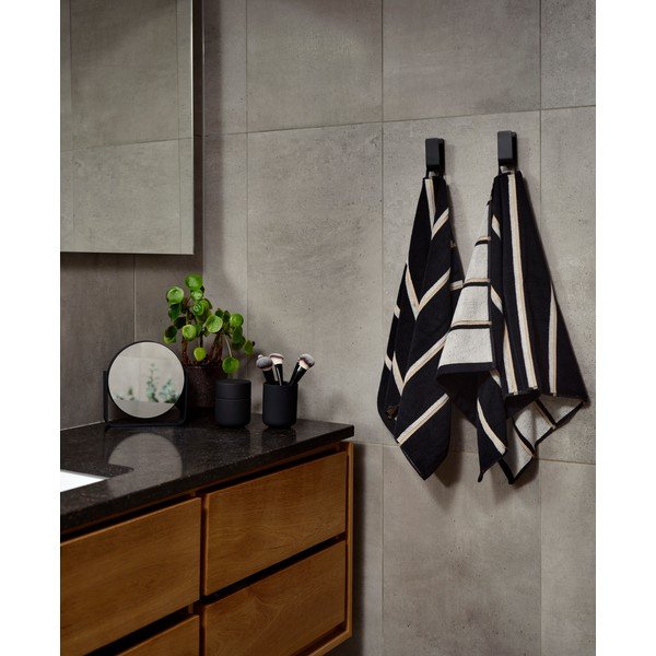 Črna/svetlo siva bombažna brisača 50x100 cm Sauna – Zone-image-2