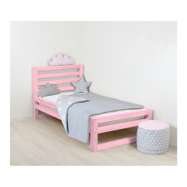 Otroška roza lesena enojna postelja Benlemi DeLuxe, 180 x 120 cm