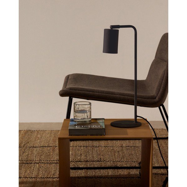 Črna kovinska namizna svetilka (višina 49 cm) Manie – Kave Home-image-1