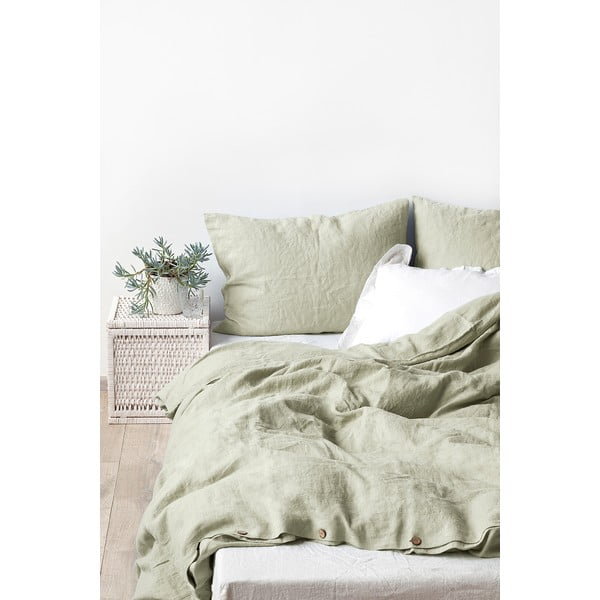 Svetlo zelena lanena prevleka za vzglavnik Linen Tales, 70 x 90 cm-image-1