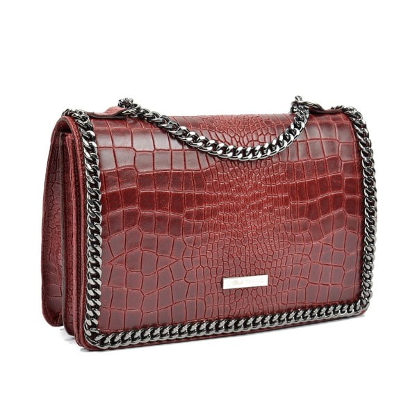 Rdeča usnjena pisemska torbica Carla Ferreri Chain-image-2