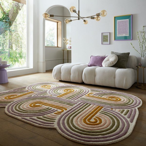 Zelena ročno tkana volnena preproga 140x200 cm Spiral Shaped  – Flair Rugs-image-1
