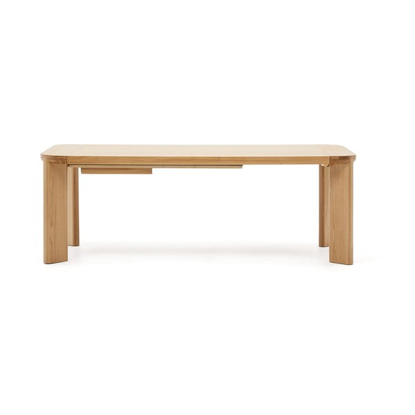 Raztegljiva jedilna miza z mizno ploščo v hrastovem dekorju 100x200 cm Jondal – Kave Home-image-4