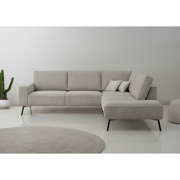 Sivo-bež kotna sedežna garnitura iz šenilje (desni kot/v obliki črke L) Amsterdam – Scandic-image-1