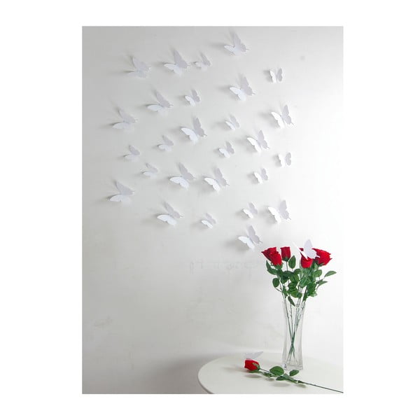 Komplet 12 beliih nalepk s 3D učinkom Ambiance Butterflies-image-1
